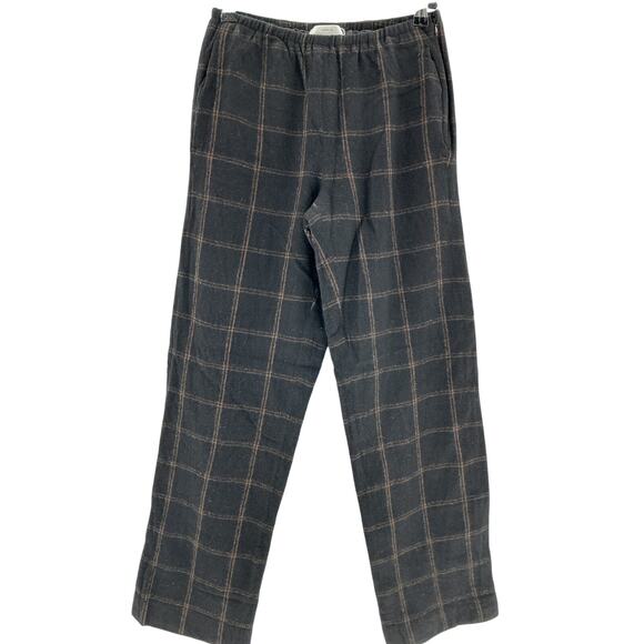 Vince Checked Recycled Black Wool-Blend Wide-Leg Pants Size 2 - Picture 2 of 4